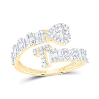 Diamond Fashion Initial Ladies Heart Cuff Ring 1/2 to 5/8 Cttw