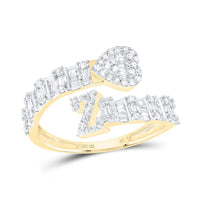 Diamond Fashion Initial Ladies Heart Cuff Ring 1/2 to 5/8 Cttw