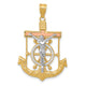 14k Tri-color Diamond-cut w/Textured Mariners Crucifix Pendant