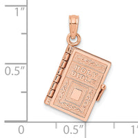 14k Rose Gold 3-D Holy Bible w/ Lords Prayer Moveable Charm