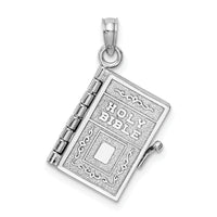 14k White Gold 3-D Holy Bible w/ Lords Prayer Moveable Charm