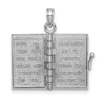 14k White Gold 3-D Holy Bible w/ Lords Prayer Moveable Charm