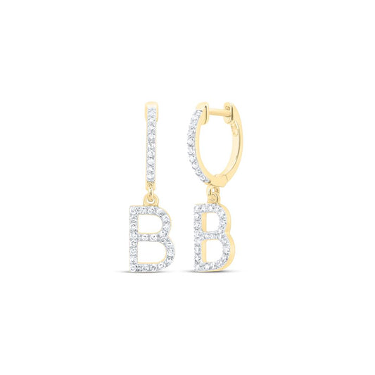 Diamond Gift Initial BDangling Earring 1/4 Cttw