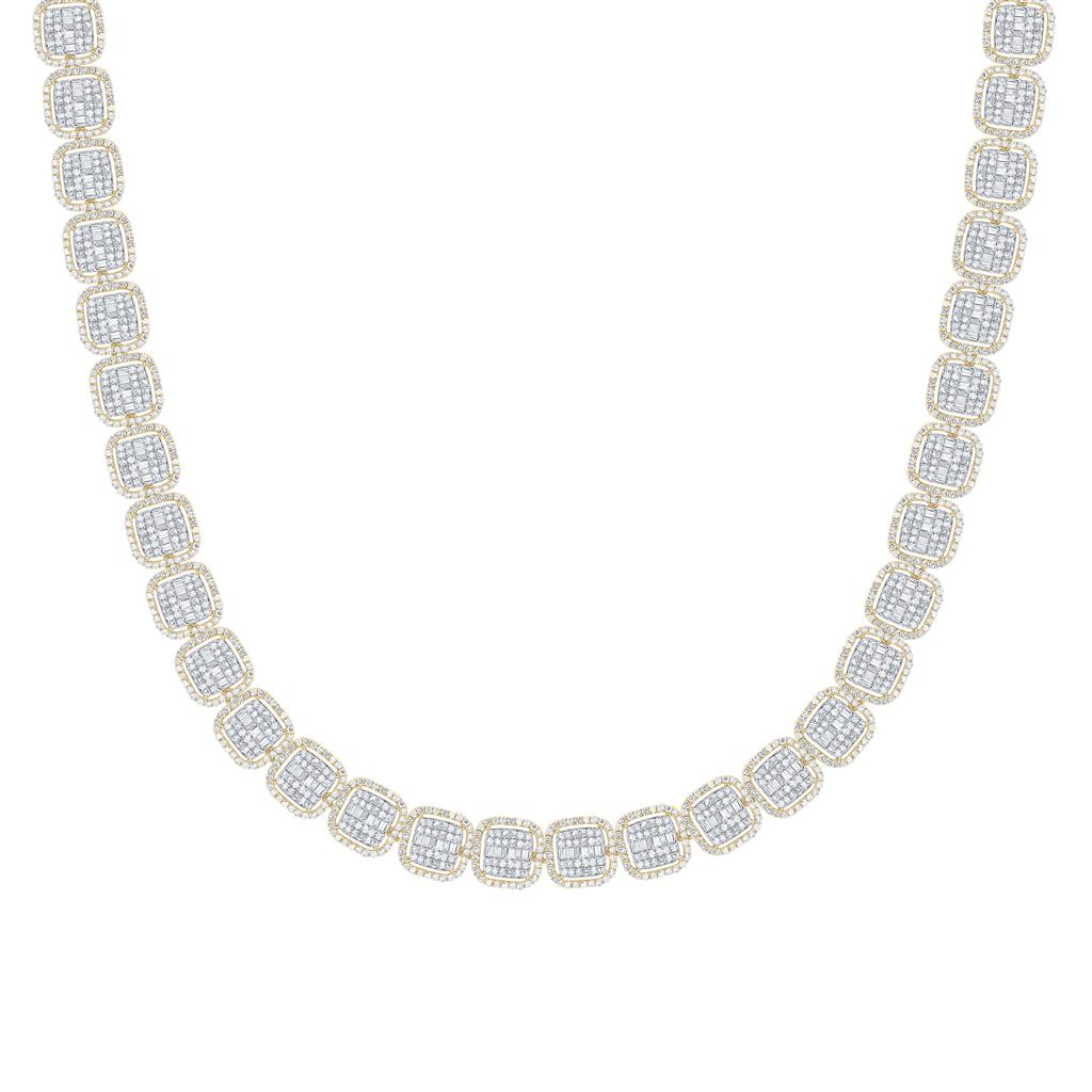 10K Yellow Gold Diamond Cushion Chain 22-inch 16 Cttw