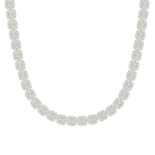 10K Yellow Gold Diamond Cushion Chain 22-inch 16 Cttw
