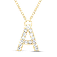 10K Yellow Gold Diamond Ana M Initial Fashion Necklace (16 Inch)