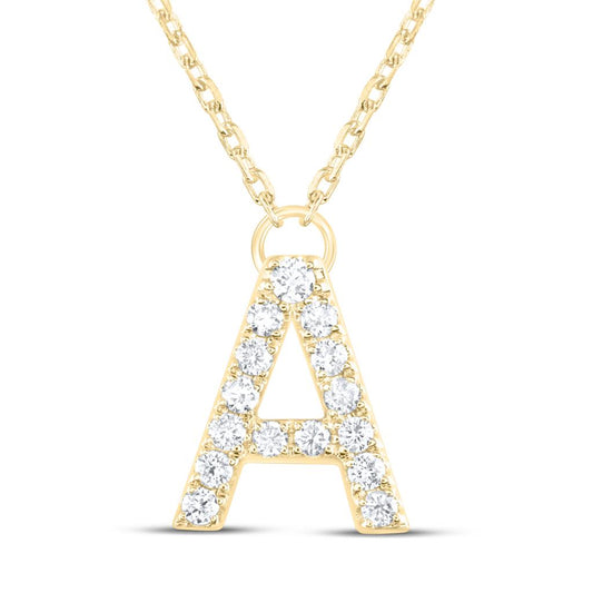 10K Yellow Gold Diamond Ana M Initial Fashion Necklace (16 Inch)