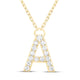 10K Yellow Gold Diamond Ana M Initial Fashion Necklace (16 Inch)