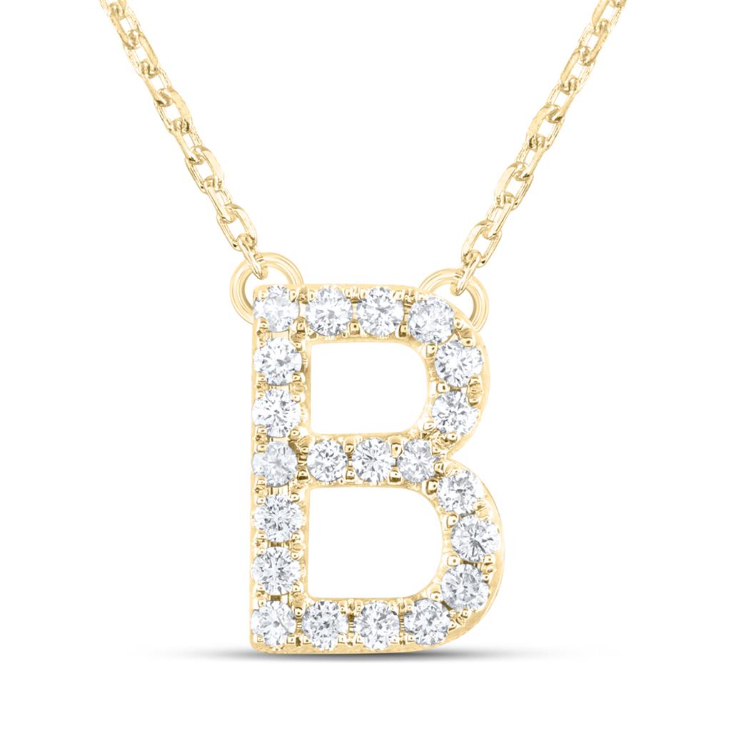10K Yellow Gold Diamond Ana M Initial Fashion Necklace (16 Inch)