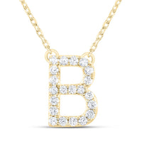 10K Yellow Gold Diamond Ana M Initial Fashion Necklace (16 Inch)