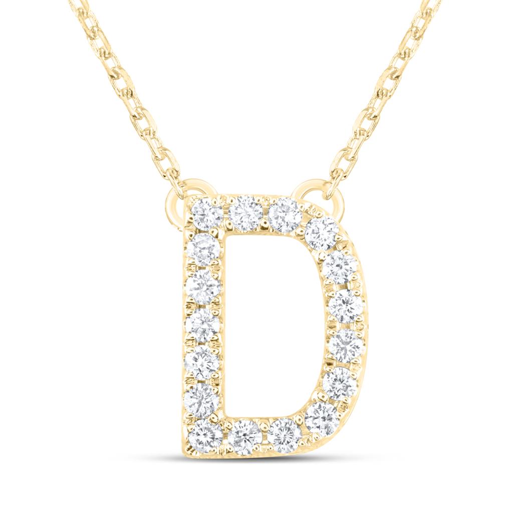 10K Yellow Gold Diamond Ana M Initial Fashion Necklace (16 Inch)