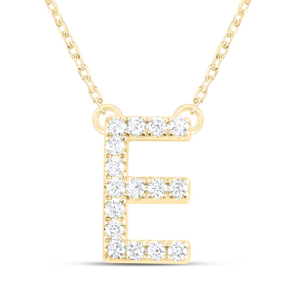 10K Yellow Gold Diamond Ana M Initial Fashion Necklace (16 Inch)