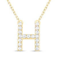 10K Yellow Gold Diamond Ana M Initial Fashion Necklace (16 Inch)