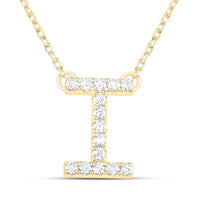 10K Yellow Gold Diamond Ana M Initial Fashion Necklace (16 Inch)