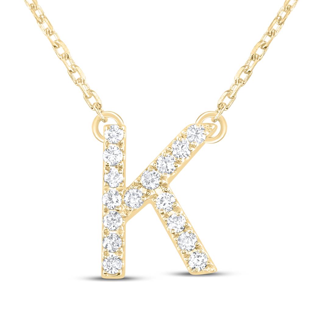 10K Yellow Gold Diamond Ana M Initial Fashion Necklace (16 Inch)