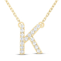 10K Yellow Gold Diamond Ana M Initial Fashion Necklace (16 Inch)