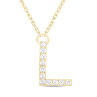 10K Yellow Gold Diamond Ana M Initial Fashion Necklace (16 Inch)
