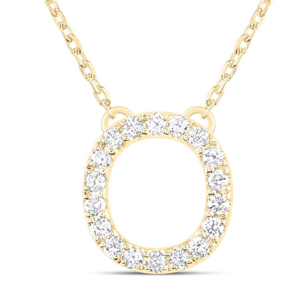 10K Yellow Gold Diamond Ana M Initial Fashion Necklace (16 Inch)