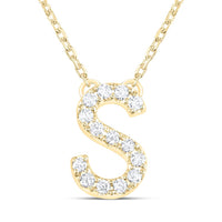 10K Yellow Gold Diamond Ana M Initial Fashion Necklace (16 Inch)
