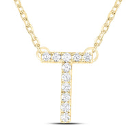 10K Yellow Gold Diamond Ana M Initial Fashion Necklace (16 Inch)