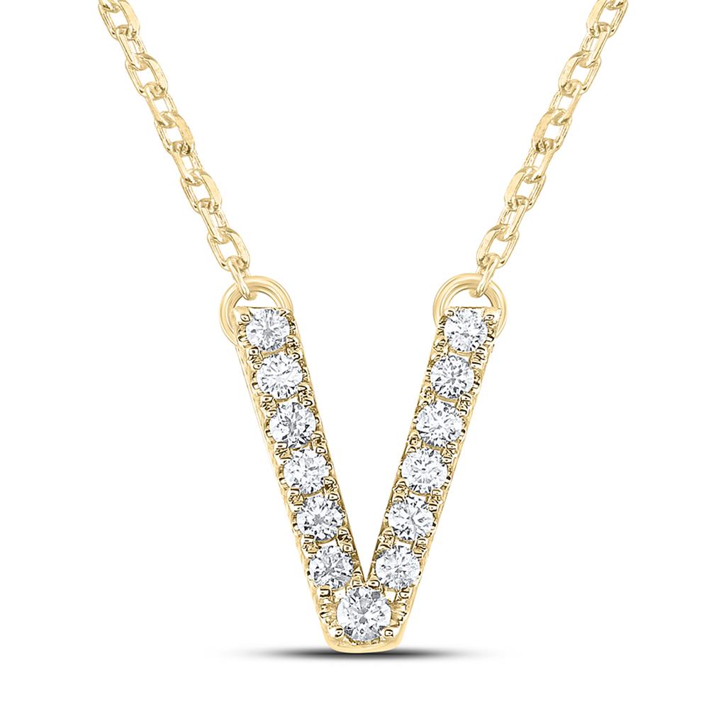 10K Yellow Gold Diamond Ana M Initial Fashion Necklace (16 Inch)