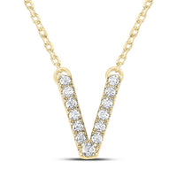 10K Yellow Gold Diamond Ana M Initial Fashion Necklace (16 Inch)