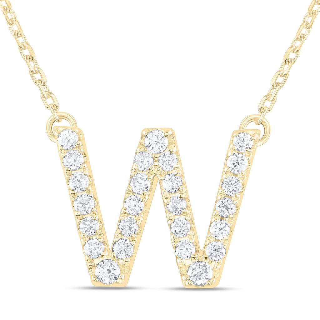 10K Yellow Gold Diamond Ana M Initial Fashion Necklace (16 Inch)
