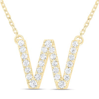 10K Yellow Gold Diamond Ana M Initial Fashion Necklace (16 Inch)