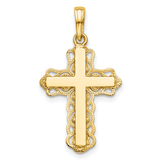 14K Lace Trim Cross Pendant