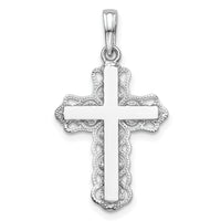 14K White Gold Lace Trim Cross Pendant