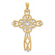 14K w/Rhodium Diamond-cut Beaded Trim Infinity Cross Pendant