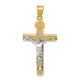 14K Two-tone Diamond-cut Lattice Cross w/Crucifix Pendant