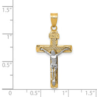 14K Two-tone Diamond-cut Lattice Cross w/Crucifix Pendant