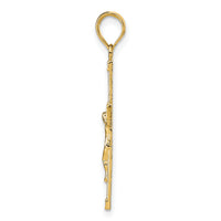 14K Diamond-cut Fancy Tipped Crucifix Pendant