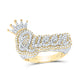 10K Yellow White Diamond Fashion Queen with Crown Ring 1-5/8 Cttw