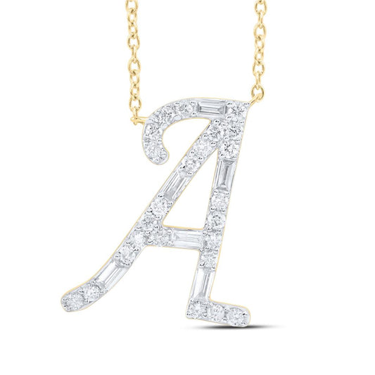 Diamond Initial Fashion Baguette Necklace (18 Inch)