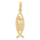 14K Ichthus Fish W/ JESUS Pendant
