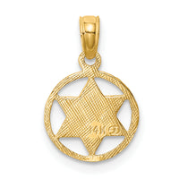 14K Star of David in Circle Frame Pendant