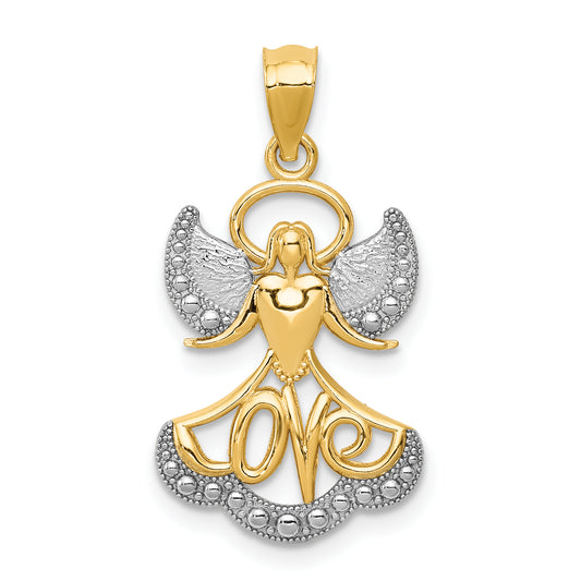 14K w/Rhodium LOVE Angel Pendant