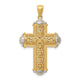 14K White Rhodium D/C Reversible Cross Pendant