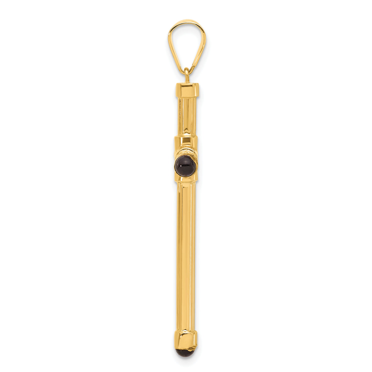 14K Polished with Black Onyx Cross Pendant