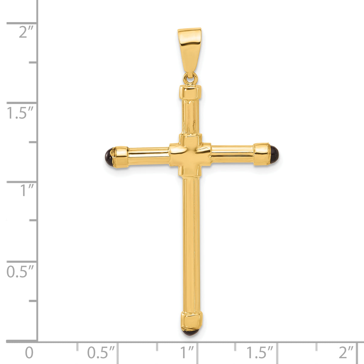 14K Polished with Black Onyx Cross Pendant