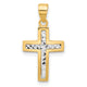 14K Two-tone Polished and Diamond-cut Cross Pendant