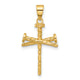 14K Polished and Textured Nails Cross Pendant