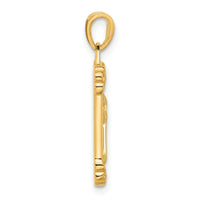 14K Polished and Textured Dog Tag Cross Pendant