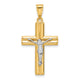14K Two-tone Polished and Textured Crucifix Pendant