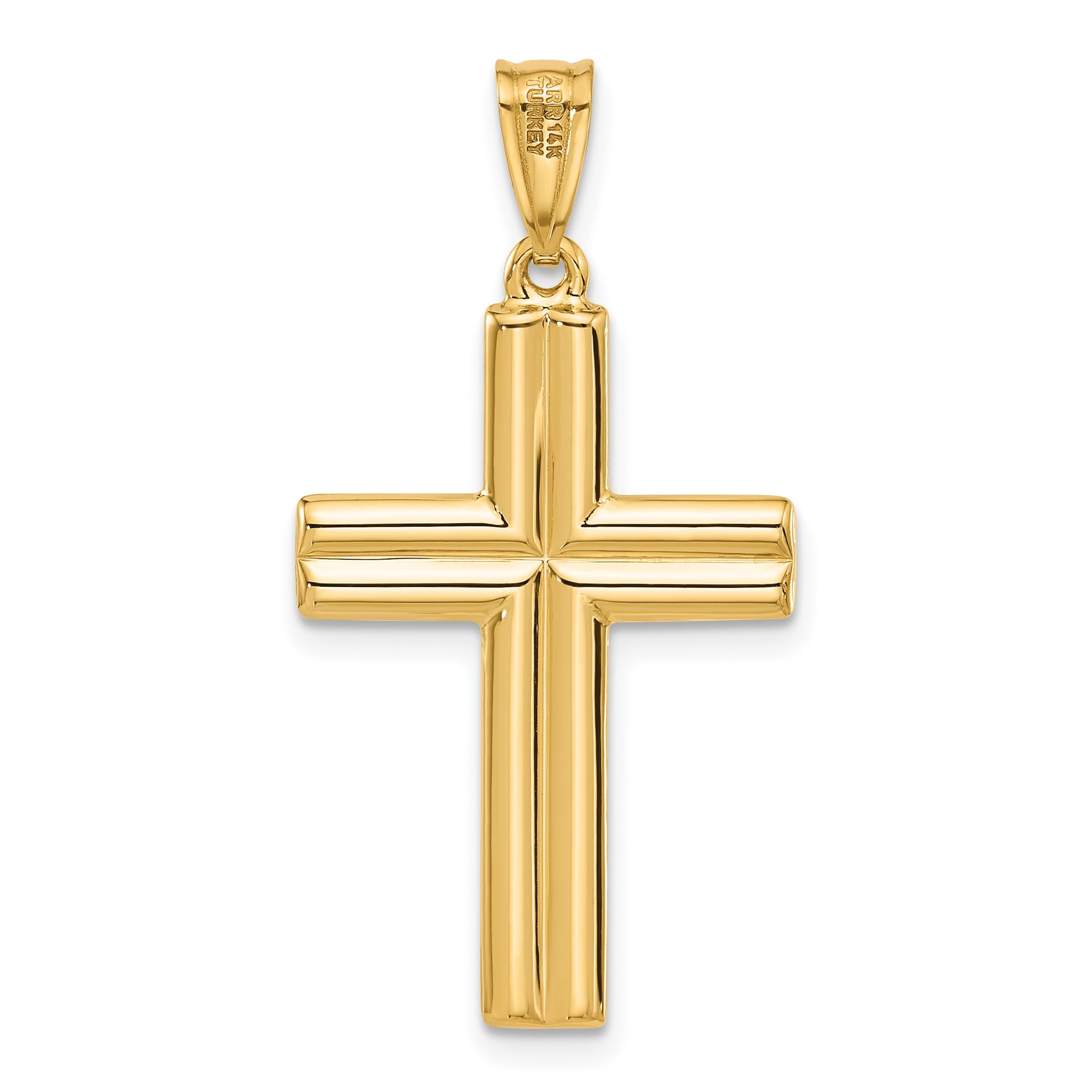 14K Two-tone Polished and Textured Crucifix Pendant