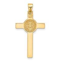 14K Two-tone with White Rhodium Crucifix and St Benedict Pendant