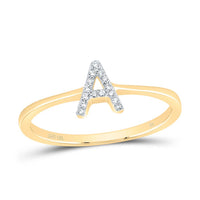 10K Yellow Gold Diamond Gift Initial Ring 1/20 to 1/10 Cttw