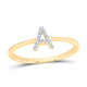 10K Yellow Gold Diamond Gift Initial Ring 1/20 to 1/10 Cttw